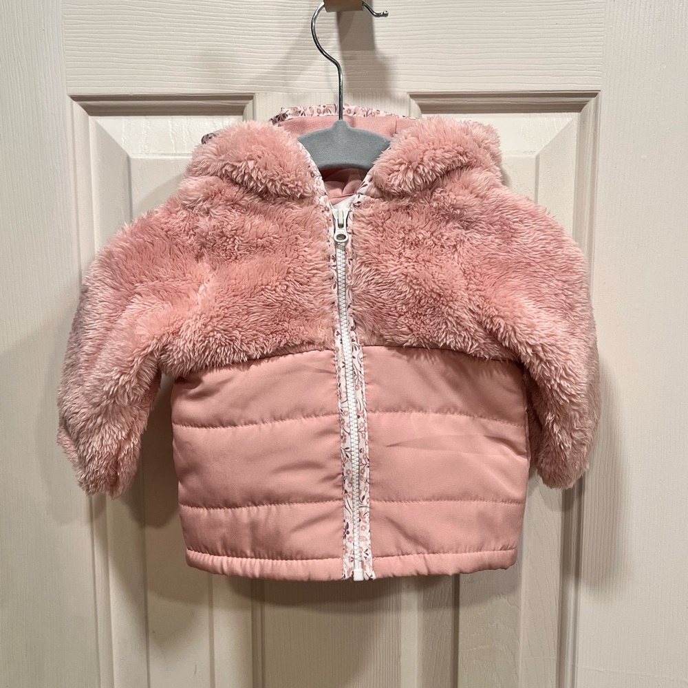 Carter's Pink Faux-Fur Hooded Puffer Jacket Size 3M NWT